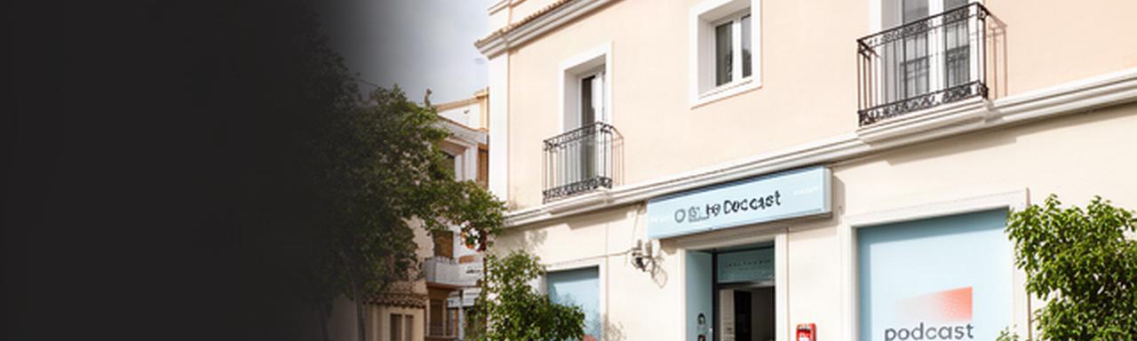 Exterior de un estudio de podcasts en Aranjuez con acceso desde una calle tranquila de Madrid